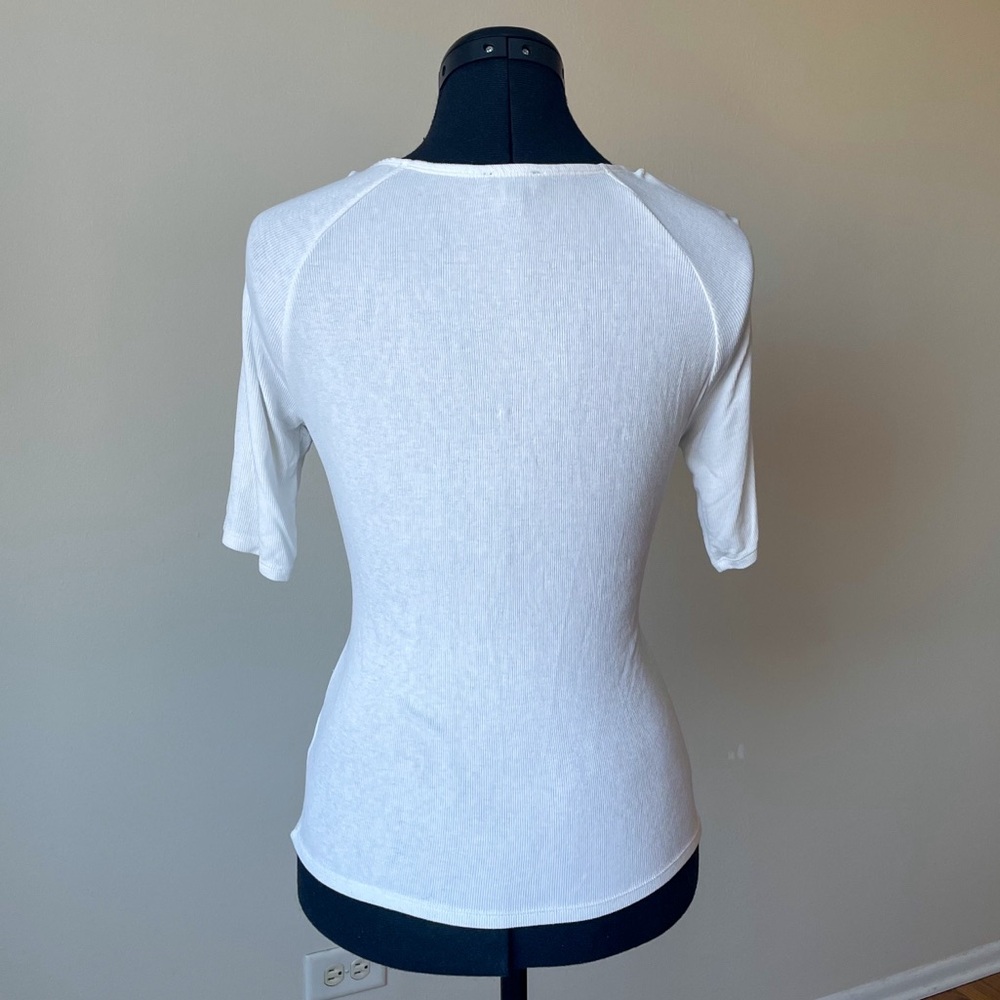 Express White Ribbed Short Sleeve Top - Picture 6 of 6
